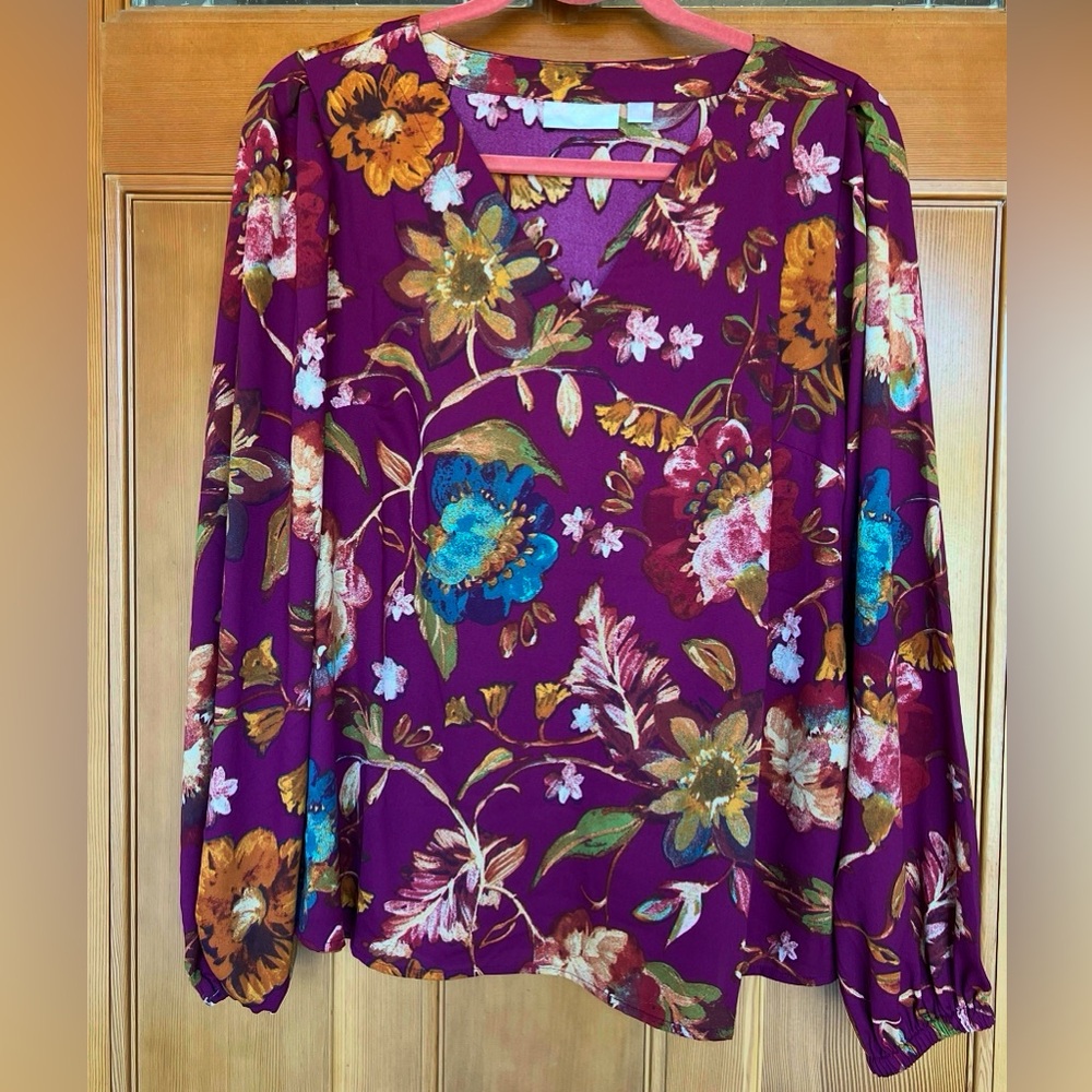 Belle Boho by Kim Gravel - Plum Floral Top - Sz M